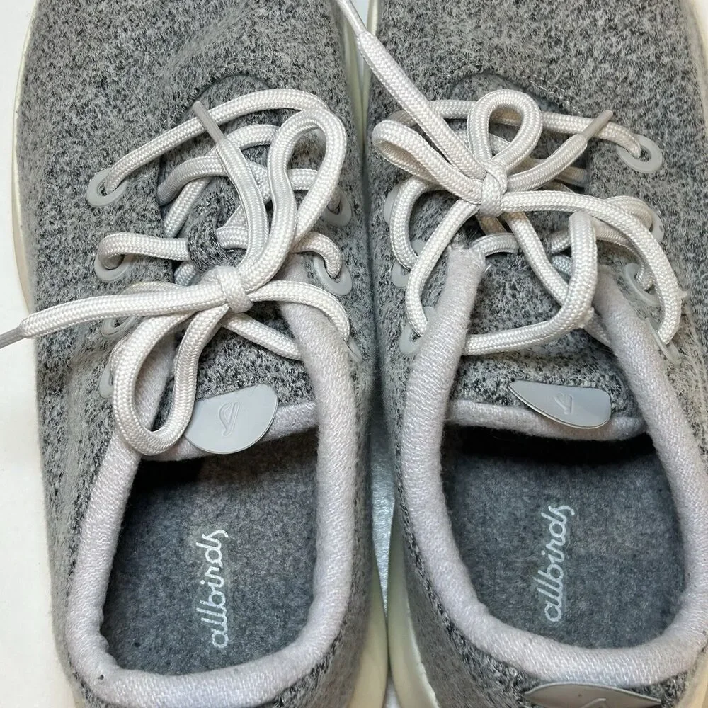 Allbirds Mens Wool Runner Mizzle Gray White Comfort Casual Shoes Sneaker Size 14